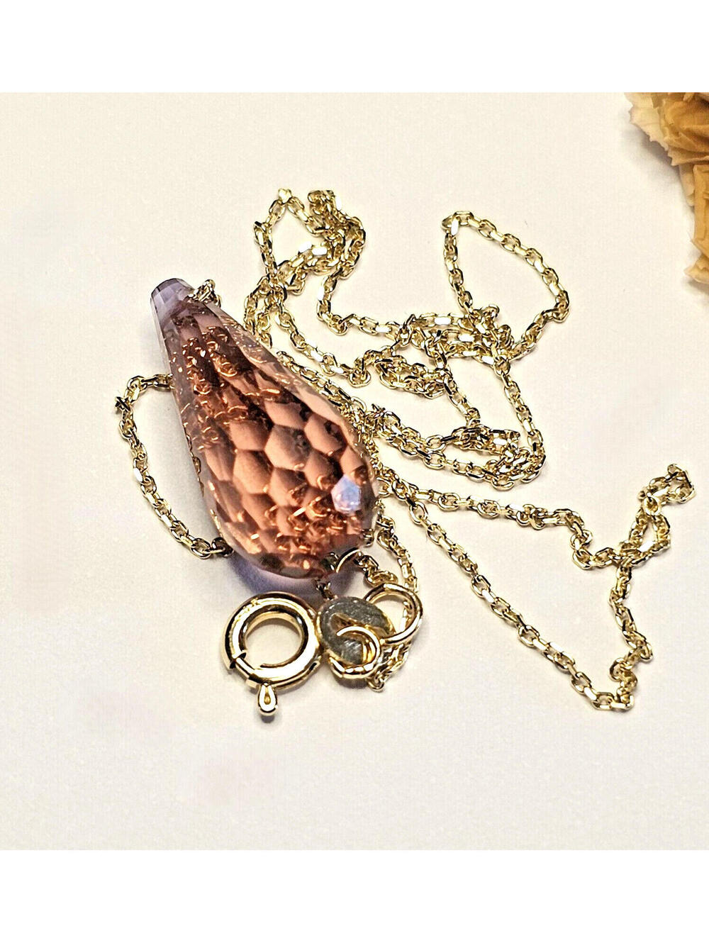 14K Solid Gold Diaspore Sultanit Color Change Pendant, No US Import fees!